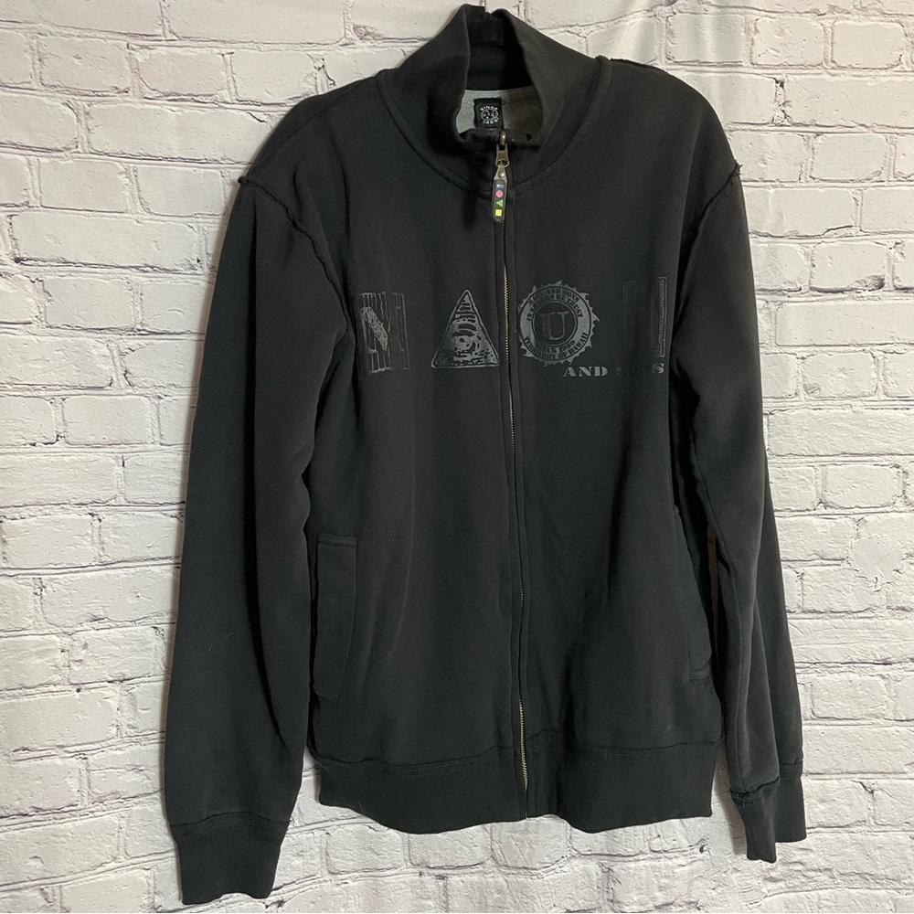 NWT New Maui And Sons Black Zip Sweatshirt Sweater Size L